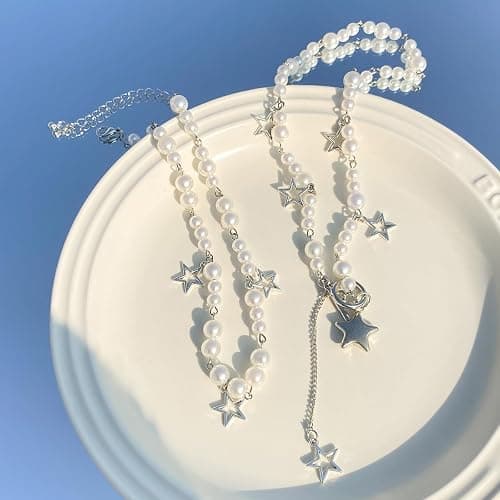 LAKIYOYO Silver Star Necklace Star Y2k Layered Necklace Chunky Stack Toggle Chain Summer Beach Jewelry with Silver Chains for Women thumbnail 6