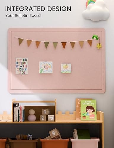 Fluxynara Bulletin Board, 23.6" x 17.5" Cork Board Alternative with 12 Safe Removable Adhesive Tabs, Foldable Felt Pin Board for Home Office, Classroom, Bedroom,Entryway for Walls—Pink thumbnail 6