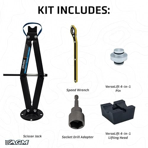Heavy Duty Scissor Jack for Car - 2000 lbs Capacity, 26.5" Lift Height, 3/4" Hex Drive - Portable Scissor Lift Jack with Carry Handle, VersaLift Head, Wrench & Drill Adapter thumbnail 4