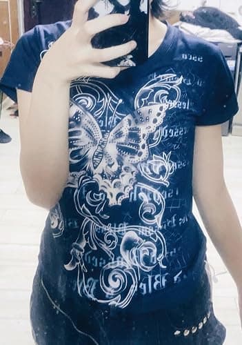 Grunge Shirts Emo Clothes Teen Girls Vintage Graphic Tee Y2k 2000s Goth Top Women Mcbling Short Sleeve Streetwear thumbnail 5
