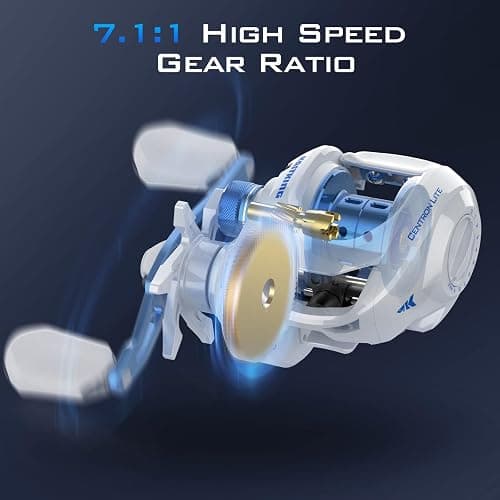 KastKing Centron Lite Baitcasting Fishing Reel – Lightweight, Glass Fiber Infused Nylon Frame – 7.6 OZ – 5 + 1 Anti-Reverse Ball Bearings, 7.1:1 High-Speed Gear Ratio Fishing Reel with Compact Design thumbnail 4