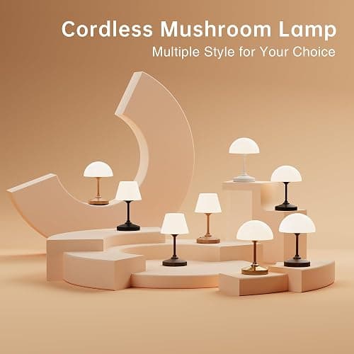 Dawnwake Mushroom Lamp Cordless Lamp Table Lamp,Outdoor Waterproof Shower Lamps,5000mAh Rechargeble Battery Operated Dimmable Touch Desk Lamps,LED Night Light for Bathroom Patio Camping Restaurant thumbnail 7