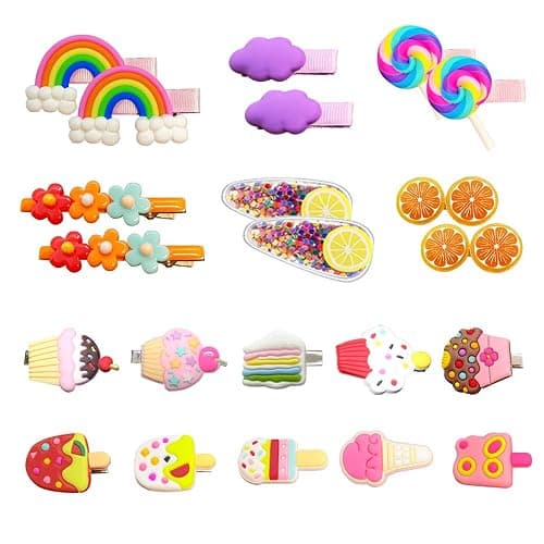 AMMY Candy Hair Clip for Girls, 22 Pcs Candy Hair Accessories Cute Barrettes Rainbow Cupcake Hair Pins for Little Girl Kids Children - Image 1