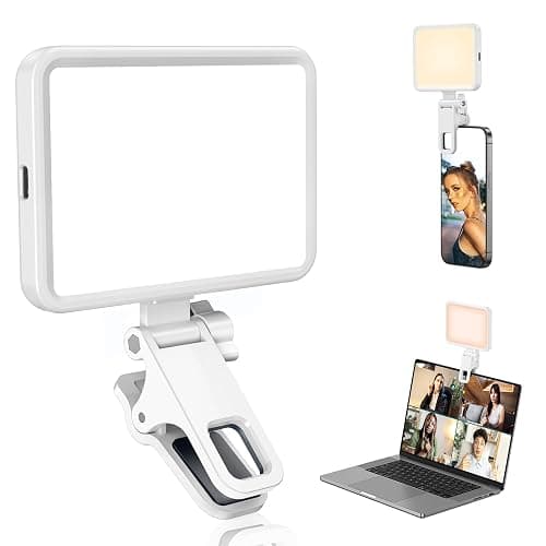 Datarm Rechargeable Soft Selfie Light for Phone, Camera, Laptop, 4-14H Battery Portable LED Light for Pictures, Phone Light Clip for Selfie, Vlog, TikTok, Makeup, Video Conference White Pro - Image 1