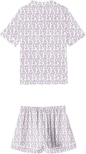 Summer Pajamas For Girls, Roller Dupes Rabbit Preppy, 2 Piece Button Down Monkey Bunny Shorts Set thumbnail 4