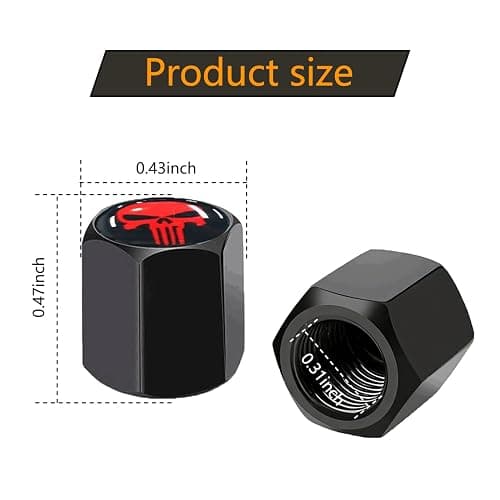 ZKFAR Pack-4 Skull Car Wheel Tire Valve Stem Caps, Anti-Theft Tire Air Valve Caps, Airtight Dust Proof Covers (Black) thumbnail 2