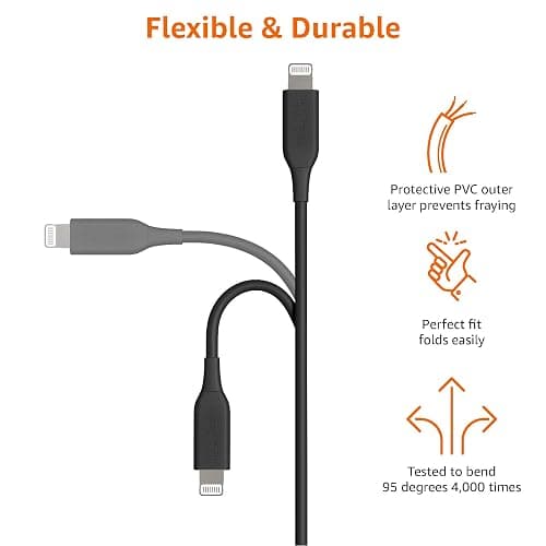 Amazon Basics Fast Charging USB-2.0 USB-C to Lightning Cable (MFi Certified), Durable, 6 Feet, Black thumbnail 4