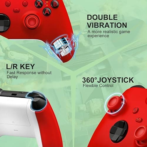 NINIFEI For Xbox One Controller,Wireless Gaming Xbox Controller Compatible with Xbox Series X|S, Xbox One, Windows PC,Red thumbnail 3