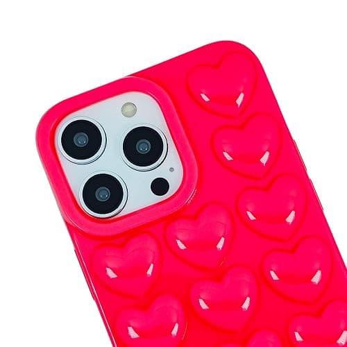 DMaos for iPhone 16 Plus Case for Women, 3D Pop Bubble Heart Gel Cover, Cute Girly for iPhone16 Plus 6.7 inch - Hot Pink thumbnail 4