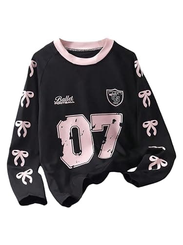 SOLY HUX Girl's Cute Shirts Y2k Jersey Tops Long Sleeve Crew Neck T-Shirt Teen Girl Clothes - Image 1