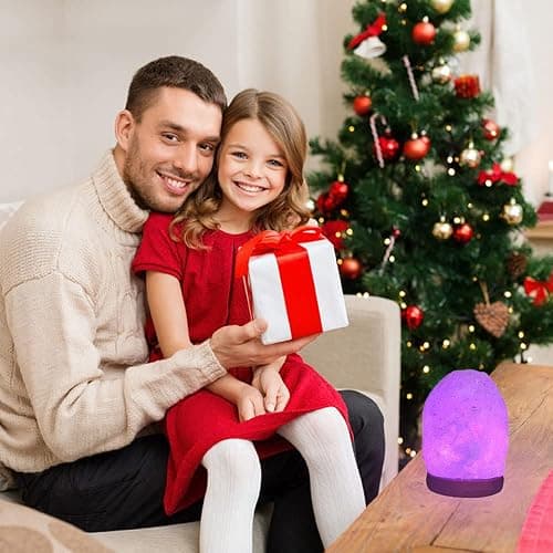 FANHAO USB Himalayan Salt Lamp with 8 Colors Changing, Natural Crystal Salt Rock Lamp Table Lamps for Gifts, Home Décor - Hand Carved, LED Bulb and Real Rubber Wood Base thumbnail 6