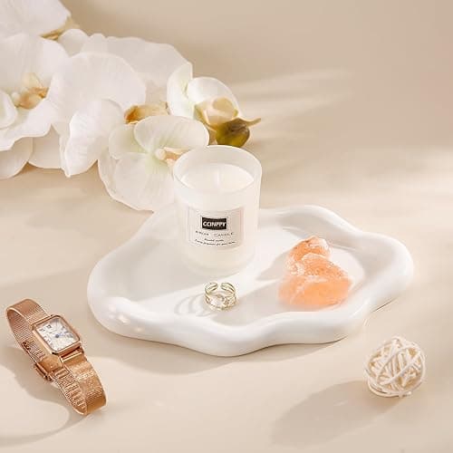CCINPPY Ceramic Jewelry Tray Trinket Dish, Decorative Cloud Vanity Key Tray for Women, Ring Holder Dish, Cute Jewelry Plate Bowl Room Decor Aesthetic, White, Medium thumbnail 4