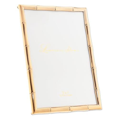 Lawrence Frames 5" W x 7" H Gold Metal Picture Frame with Bamboo Design (712257) thumbnail 3