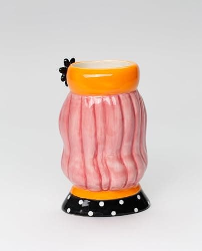 Cosmos Gifts Lady Pink Hair Pencil Vase, Makeup Brush Holder, 3 1/2" x 3" x 5 5/8" H, Multicolor (62609) thumbnail 5