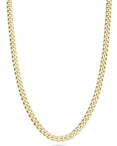 Miabella Italian 18K Gold Plated 925 Sterling Silver 3.5mm Diamond-Cut Cuban Link Curb Chain Necklace for Women Men, Made in Italy - Image 1