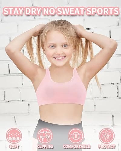iMuchic Girl Sports Bra Sleeveless Tank Top - Seamless Stretchy Back Crisscross Crop Undershirt Fitness Yoga Bras thumbnail 5