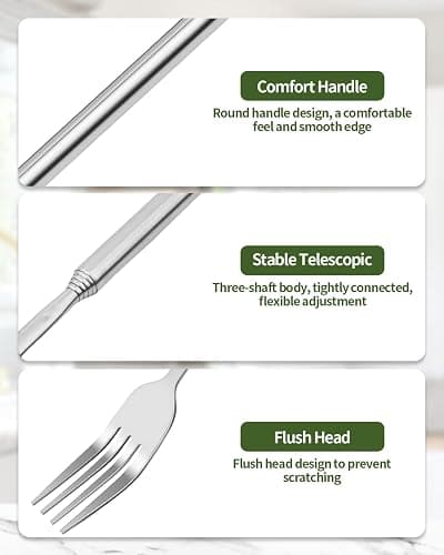 2 PCS Extendable Fork, Prank Long Telescopic Forks, Expandable 8.7-25.4" | Extending Random Fun Stuff, Telescopic Fork Gag Gift, Expandable Handle Spoon for BBQ Dinner Fruit Dessert Cutlery thumbnail 3