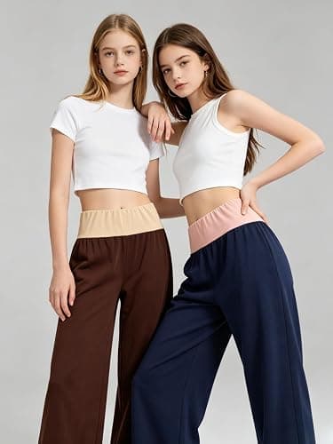 Voxikodex Teen Girls Pants 2 Pack Wide Leg High Waist Sweatpants with Pockets Athletic Pants Size 9-16 Years thumbnail 8