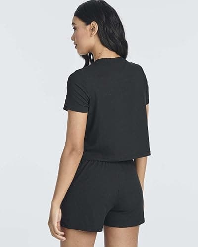 Real Essentials 2 Pack:Women's Soft Ribbed Knit Crop Top & Short Matching Lounge Set - 4 Piece Summer Sweatsuit thumbnail 4