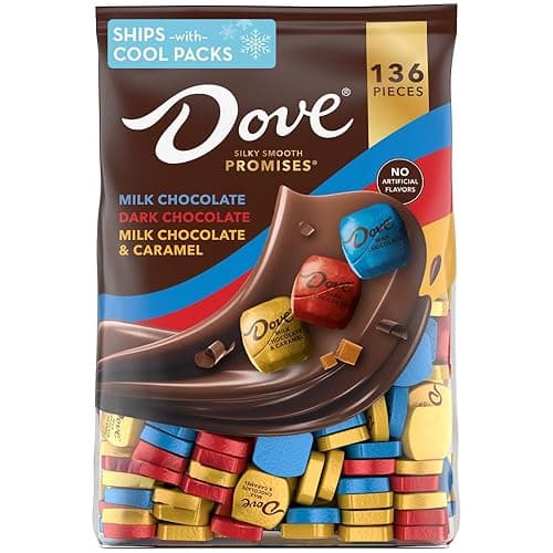 DOVE PROMISES Milk, Dark and Milk & Caramel Assorted Chocolate Candy, 136 Ct Bulk Bag - Variety Mix