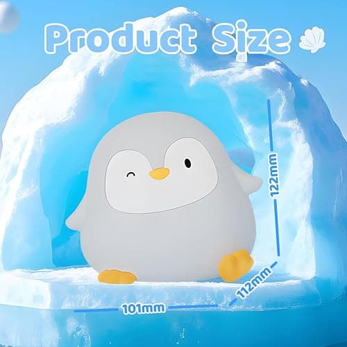 Emmanoth Penguin  Light, Squishy Silicone Touch Lamp with 2 Brightness Levels, Up to 50H Battery, 30-Min Auto-Off Timer, Soft Glow Bedside Nursery Lamp thumbnail 7