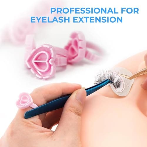 MIUXIA 300Pcs Glue Rings Lash Glue Rings for eyelash extention Supplies Lash Tech Holder Lovely Pink Heart Shape thumbnail 6