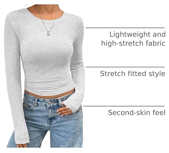 Trendy Queen Women's Long Sleeve T-Shirt | Ultra Soft Rayon Blend, Stretchy Basic Crew Neck Tee, Relaxed Fit Layering Top for Fall, Winter & Spring thumbnail 4