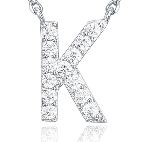 PAVOI 14K White Gold Plated Cubic Zirconia Initial Necklace | Letter Dainty Necklaces for Women thumbnail 3