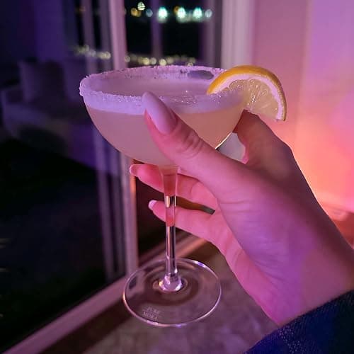 PURE MORA The Lyra Coupe Glass Set of 4, 7oz Handblown Premium Crystal Classic Cocktail Glasses for Martini, Champagne, Mixology, Home Bar, Fancy Margarita, Gin&Tonic, Drinking, etc. For Mixologists - Lyra Coupe (7oz - Set of 4) thumbnail 8