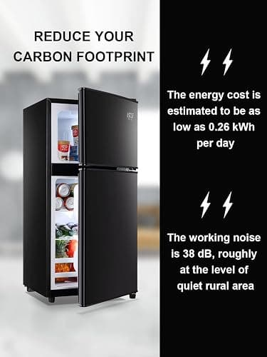 KRIB BLING Refrigerator with Freezer, 3.5 Cu.Ft Mini Fridge,Lock Fresh,7 Level Adjustable Thermostat ct for Dorm, Bar, Office,Kitchen, Bedroom,Black thumbnail 3