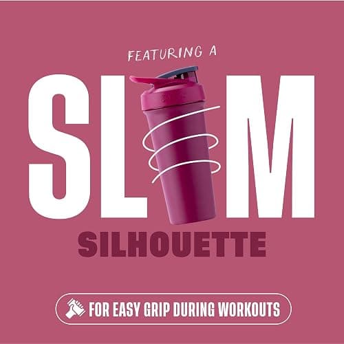 BlenderBottle Sport Sleek Insulated Stainless Steel Shaker Bottle with Wire Whisk, 25-Ounce, Raspberry – Protein Shakes & Hydration for Athletes & Fitness Enthusiasts, Easy Mixing, Slim Easy to Hold, Keeps Drinks Cold, Lockable Lid thumbnail 8