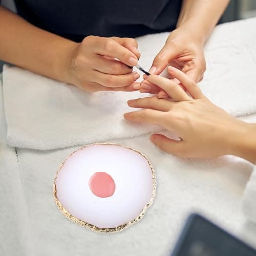 2 Pcs Resin Nail Art Palette, Nail Art Painting Mixed Color Palettes Gold Edge Nail Holder Nail Art Display Board (Coffee, White) thumbnail 6