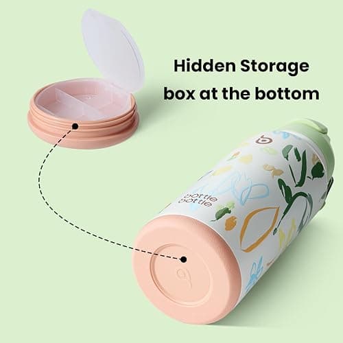 BOTTLE BOTTLE 32oz Insulated Water Bottle Stainless Steel Sport Water Bottle with Straw Dual-use Lid Design for Gym with Pill Box thumbnail 4
