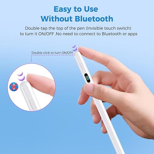 iPad Pencil with Magnetic&5 Extra Tips,USB-C Faster Charge,Stylus Pen Compatible with iPad 6-11th/A16,Air M3/M2/3-5th,Pro M4/11/12.9/13inch,Mini 5th-7th/A17Pro (White) thumbnail 6