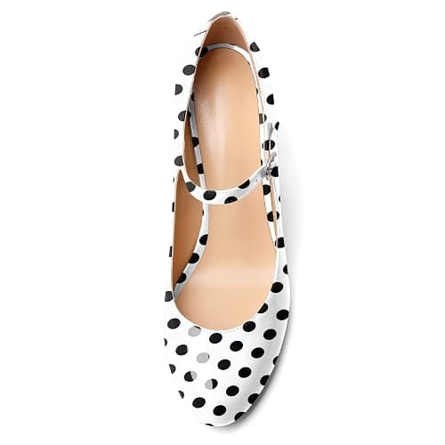 AUMOTED Donne Décolleté Mary Jane Chunky Block Tacco Medio Stretto Punta Tonda Cinturino alla Caviglia Scarpe Eleganti Festa da Sposa 8.5CM thumbnail 3
