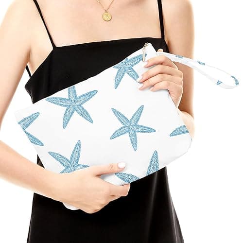 Fokongna Wet Bag, Travel Wet Dry Bag Water Proof Beach Bags for Swimsuit Beach Pool Diapers Dirty Yoga Gym Clothes Zipper Pouch, for Women Sister Friends Ocean Sea Shells Makeup Bag - Starfish 03 thumbnail 4