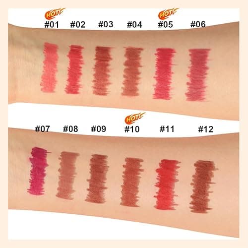 KIMIEYE 12 Colors Lip Liner Set, Matte Finish Series Lip Liners Pen, Set A | for Women, Long Lasting Waterproof Smooth High Pigmented Lip Pencil for Daily Makeup thumbnail 7