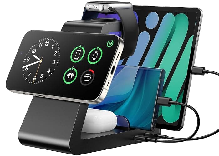 Charging Station for iPhone,5 in 1 Wireless Charger Stand Dock for Apple: Mag-Safe Charging Station for Multiple Devices Apple iPhone 17 16 15 14 13 12 Pro Max Plus iWatch Airpods - Image 1