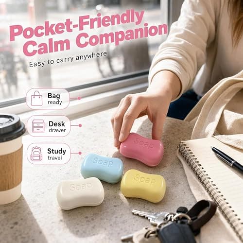 2026 New ASMR Crunchy Bead Filled Squishy Stress Ball, Handmade Realistic Bar Soap Shaped Fidget Toy, Soft Squeeze Sensory Gift for Party Favors (Soap-Pink) thumbnail 6