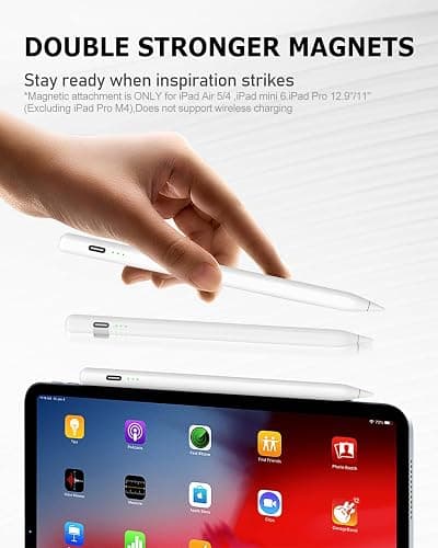 Apple Stylus Pen for iPad Pro/Air/Mini, Compatible with iPad 2018-2025, Fully Charged in 13 Mins, Palm Rejection, Magnetic, Sensitive thumbnail 5