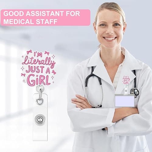I’m Literally Just a Girl Badge Reel Retractable – Girl Quote ID Holder with 360° Swivel Clip, Durable Acrylic Badge Clip for Nurses, Office Staff, Teachers, Women thumbnail 3