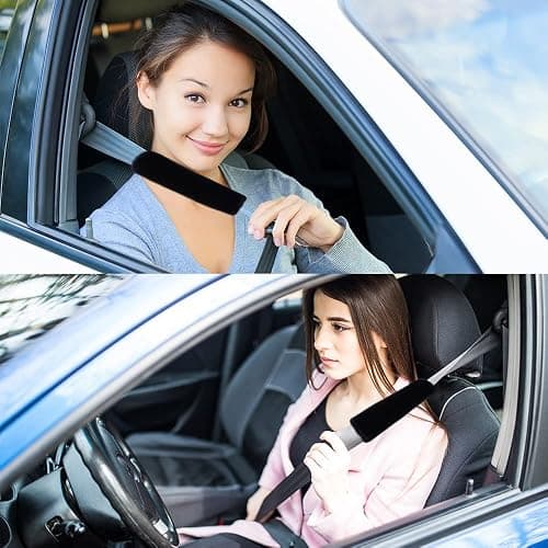 SSNNUU 2PCS Fluffy Car Seatbelt Covers - Soft&Comfortable Plush Seat Belt Cushion Protects Shoulder - Universal Seat Belt Covers for Adults or Children Fits Car Truck SUV Van RV (Black/2pcs) thumbnail 5