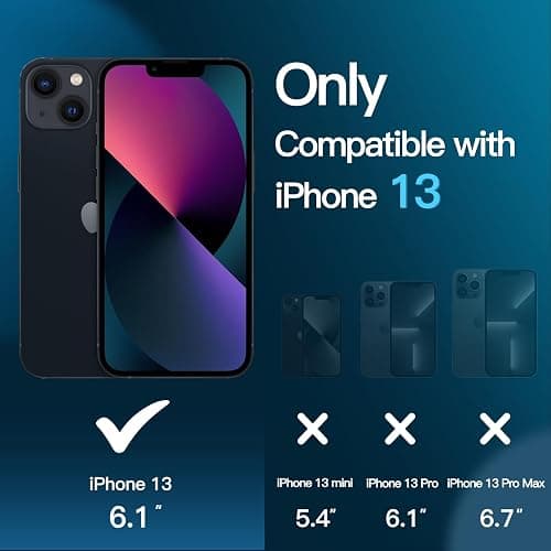 JETech 3 in 1 Matte Case for iPhone 13 6.1-Inch with 2-Pack Tempered Glass Screen Protector, Translucent Frosted Shockproof Phone Cover (Black) thumbnail 2