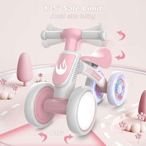 WETIFY Colorful Lighting Baby Balance Bike Toys for 1 Year Old Girl Gifts, 10-36 Month Toddler Balance Bike, No Pedal 4 Silence Wheels & Soft Seat First Bike, One Year Old Girl Birthday Gifts thumbnail 2