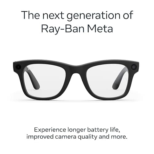 Ray-Ban Meta (Gen 2), Wayfarer, Matte Black | Smart AI Glasses for Men, Women — 2x Battery Life — 3K Ultra HD Resolution — 12 MP Ultra-Wide Camera, Audio, Video — Clear Lenses — Wearable Technology thumbnail 2