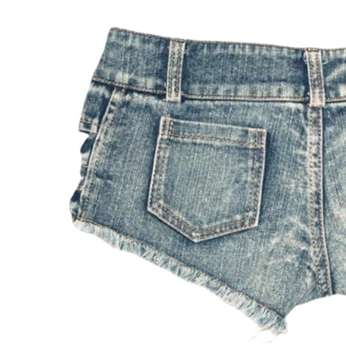 RSBFK Women's Stretchy Frayed Hem Denim Shorts Low Rise Booty Shorts for Beach Party Wear thumbnail 5