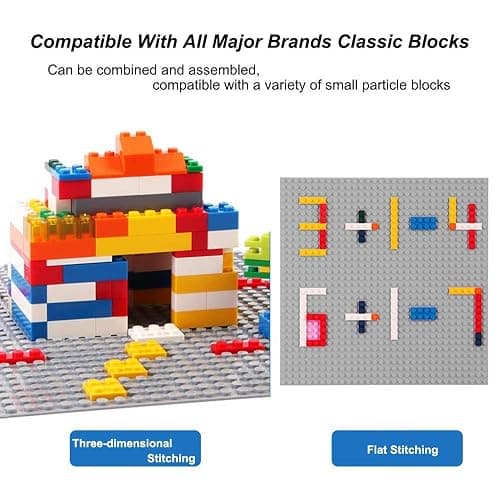 LVHERO Classic Baseplates Building Plates for Building Bricks 100% Compatible with All Major Brands-Baseplate, 10in x 10in, Pack of 8 (Gray) thumbnail 3
