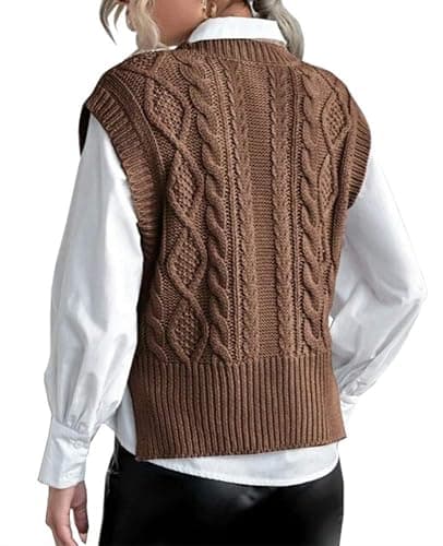 Sweater Vest for Women V Neck Sleeveless Knit Solid Casual Ribbed Preppy Pullover Tops thumbnail 4
