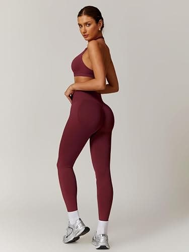 ABOCIW Workout Sets for Women Seamless Scunch Butt Lifting Impact Leggings Halter Sports Bra 2 Piece Gym Outfits thumbnail 5