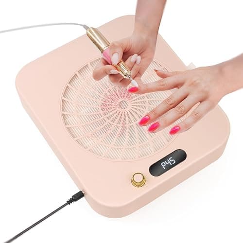 Nail Dust Collector with 2 Cleanable & Reusable Filters,Dust Extractor Compact Vacuum Fan Dust Collector,Suction Machine for Acrylic Home Nails Polishing Nail Salon,Pink - Image 1